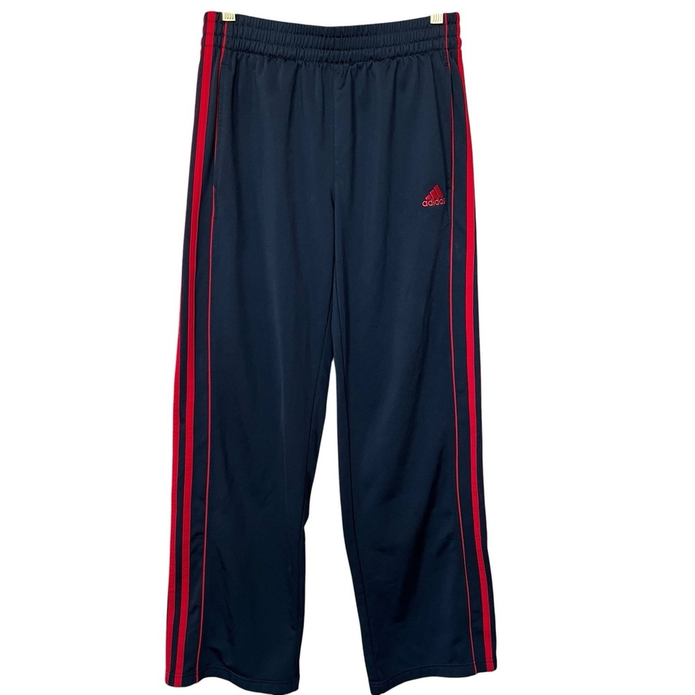 Adidas Youth XL 18 Athletic Pants Black Red Stripes Track Field Sports Workout